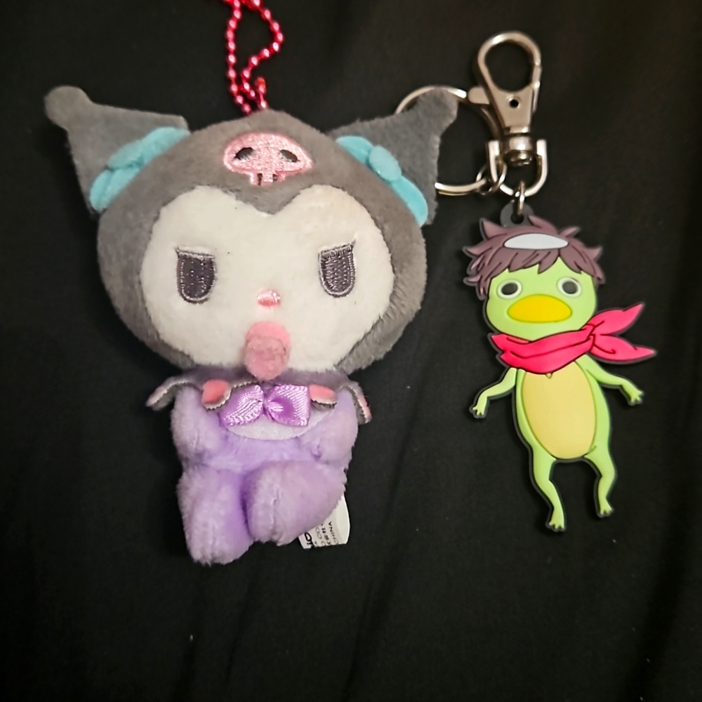 Kuromi keychain and duck keychain